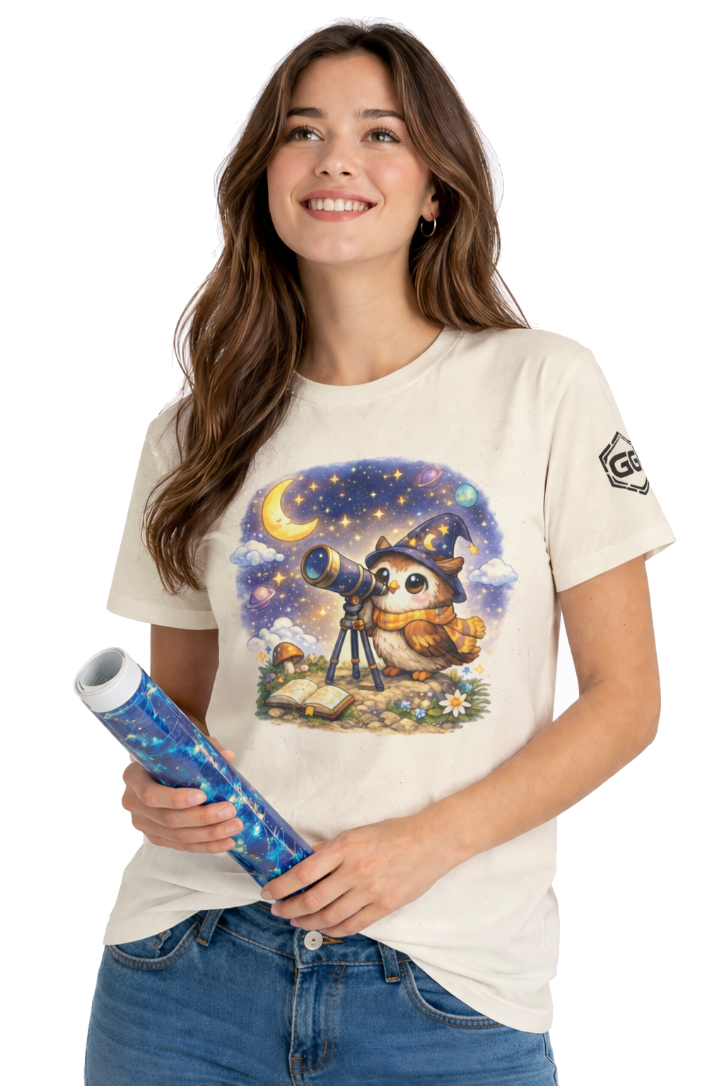 model:4:f | Sterngucker T-Shirt – Modelfoto in Natur – Frau
