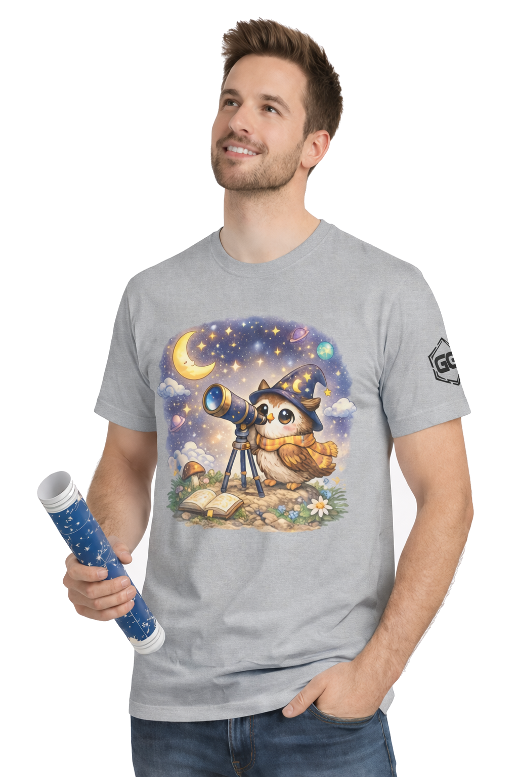 model:2:m | Sterngucker T-Shirt – Modelfoto in Sportgrau – Mann