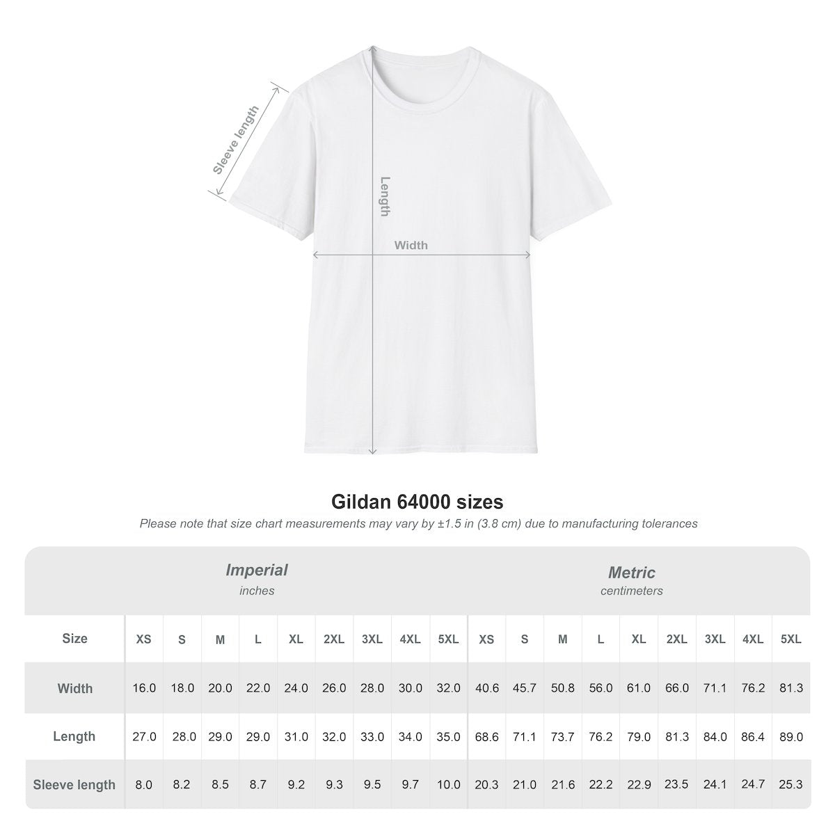 size-chart:6 | Garlic Scientist T-Shirt – Size chart in Dark Heather