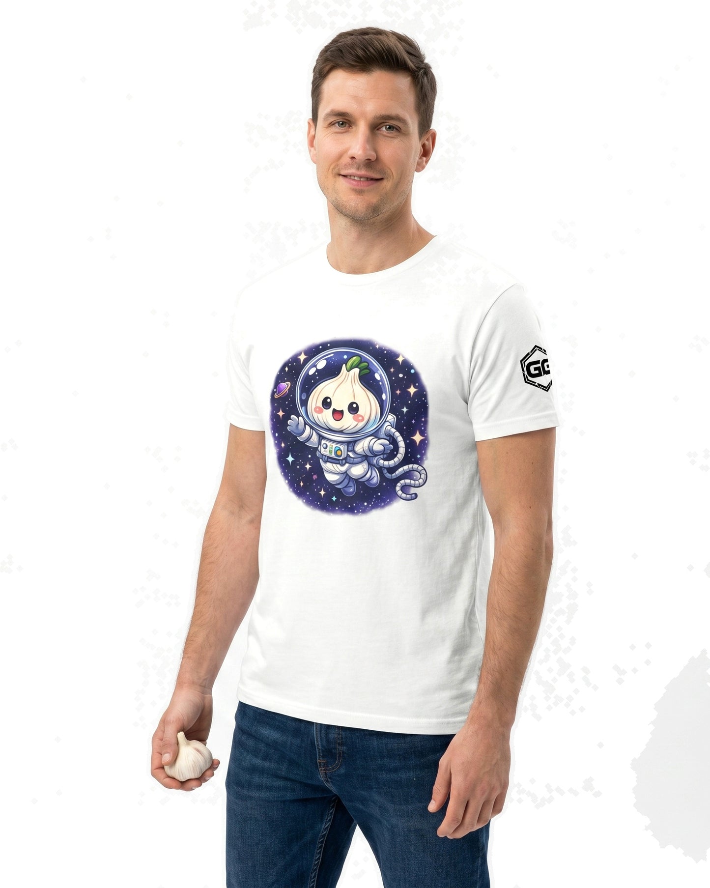 model:0:m | Knoblauch Astronaut T-Shirt – Model photo in White – Man